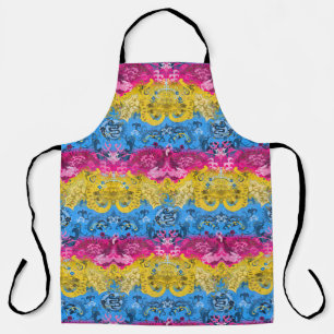 Pansexual Dragon Damask - Pride Flag Colours Apron