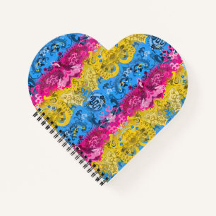 Pansexual Dragon Damask - Pride Flag Colours Notebook