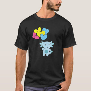 Pansexual Flag Balloon Hearts Pride Lgbtq Axolotl T-Shirt