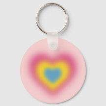 Pansexual flag colours on blurred heart