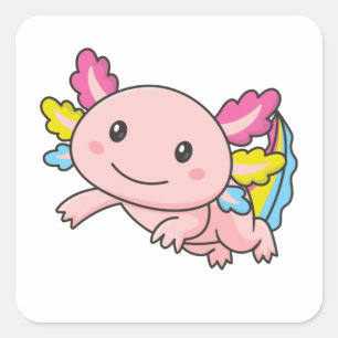 Pansexual Flag June Pride Lgbtq Axolotl Square Sti Sticker