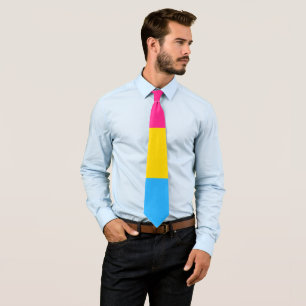 Pansexual Flag Pink Yellow Blue Striped LGBT Tie