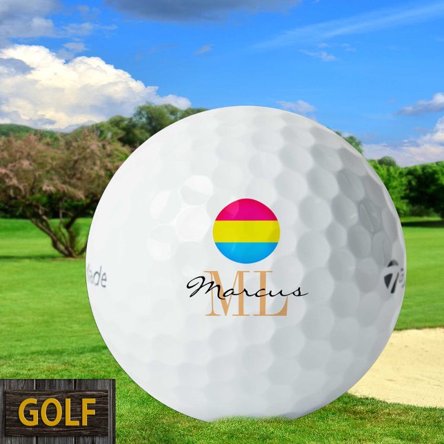 Pansexual Flag & Pride golfing monogrammed / LGBT Golf Balls (Creator Uploaded)