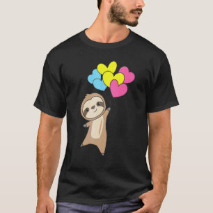 Pansexual Flag Pride Lgbtq Balloon Heart Sloth T-Shirt