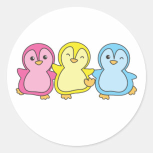 Pansexual Flag Pride Lgbtq Cute Penguin Classic Ro Round Sticker