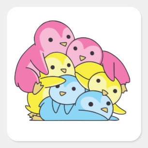 Pansexual Flag Pride Lgbtq Cute Penguin Square Sticker