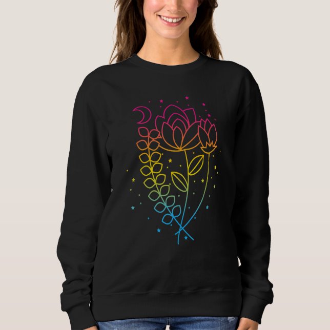 Pansexual Floral Pan Pride Flag Colours Subtle Boh Sweatshirt (Front)