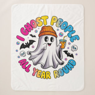Pansexual Funny Halloween – I Ghost People Sherpa Blanket