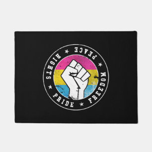 Pansexual LGBT Flag Emblem W grunge Doormat