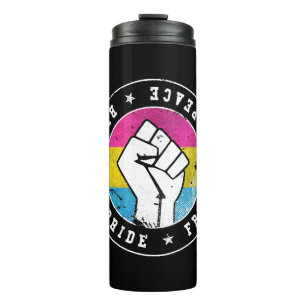Pansexual LGBT Flag Emblem W grunge Thermal Tumbler