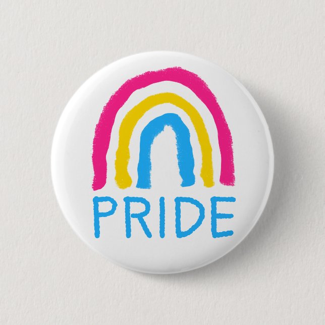 Pansexual Pan Pride Painted Crayon Rainbow 6 Cm Round Badge (Front)
