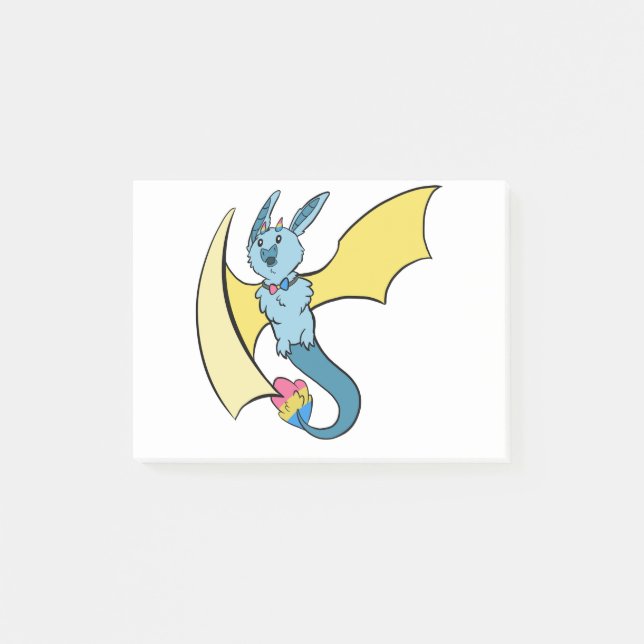 Pansexual Pride Bat Dragon Post-it Notes (Front)