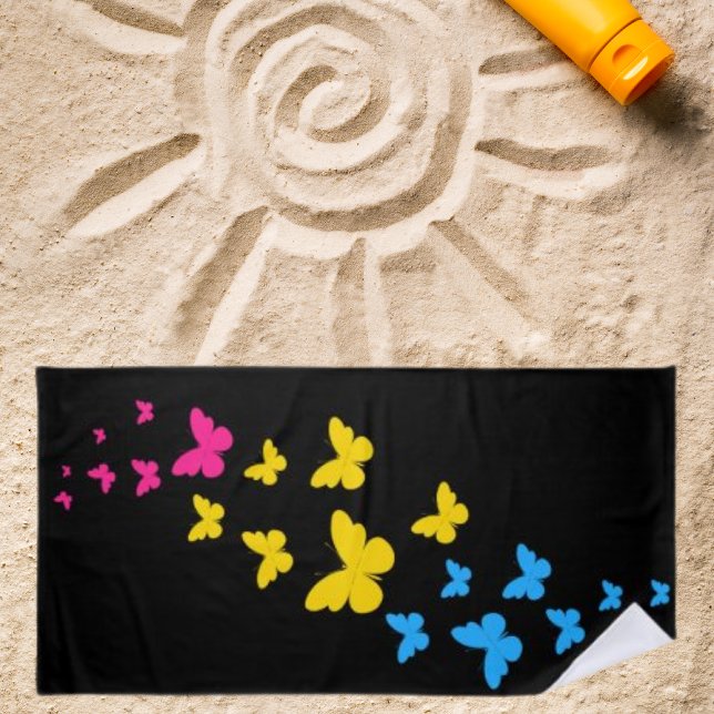 Pansexual Pride Butterfly Trail  Beach Towel (Creator Uploaded)
