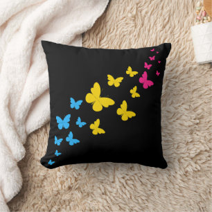 Pansexual Pride Butterfly Trail  Cushion