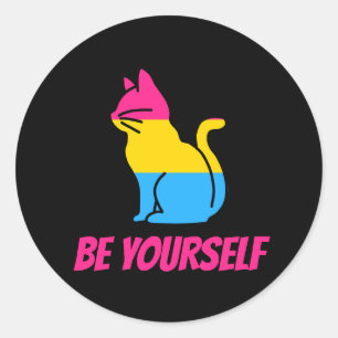 Pansexual Pride Cat  - Be Yourself Classic Round Sticker