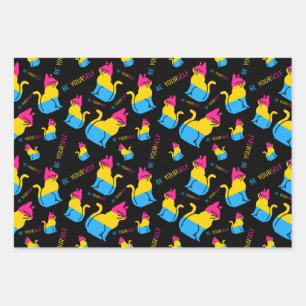 Pansexual Pride Cat - Be Yourself Wrapping Paper Sheet