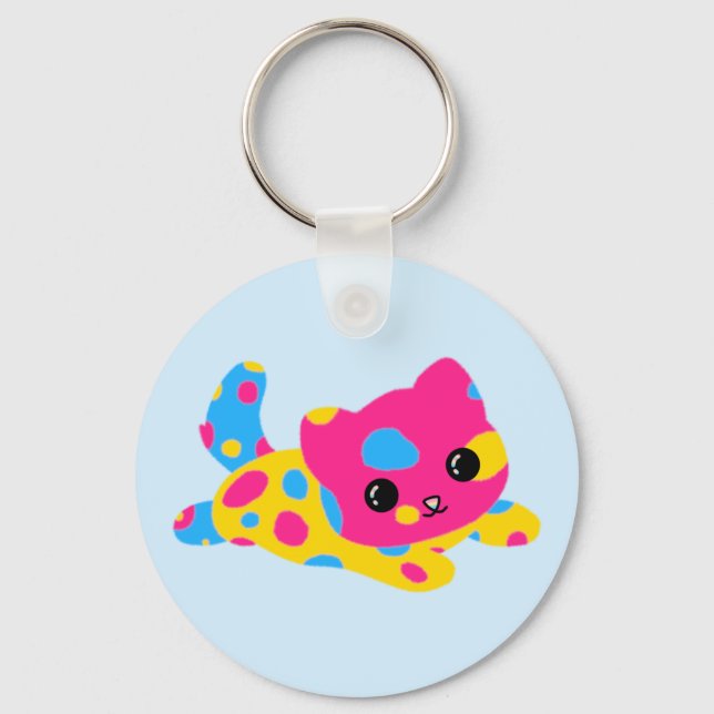 Pansexual Pride Cat Keychain (Front)