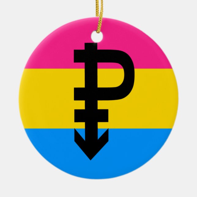 Pansexual Pride Flag Ceramic Ornament (Front)