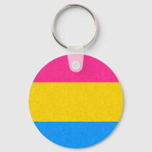 Pansexual Pride Flag Colored Background Key Ring