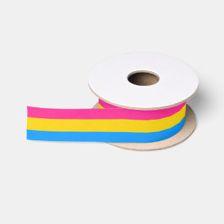 Pansexual Pride Flag Coloured Background Satin Ribbon