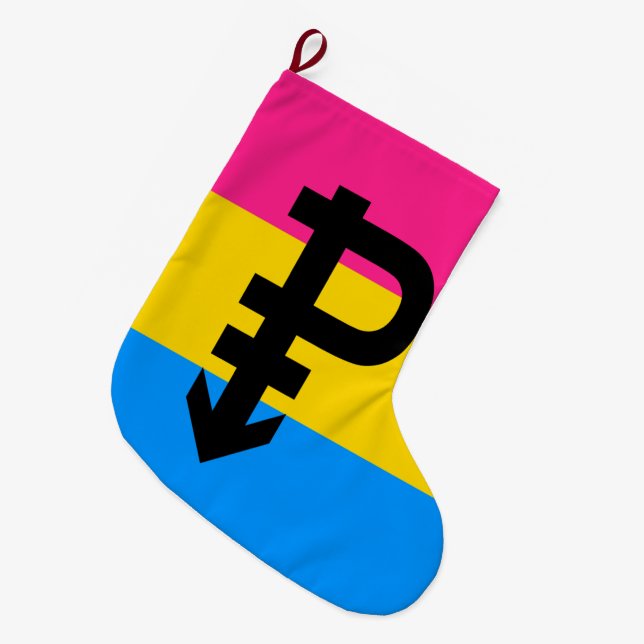 Pansexual Pride Flag Large Christmas Stocking (Front (Hanging))