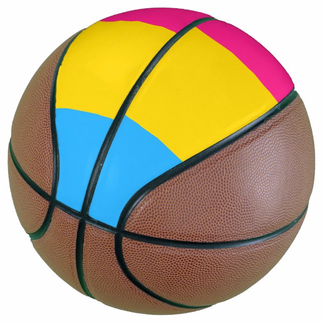 Pansexual Pride Flag LGBTQ Basketball (Angled)
