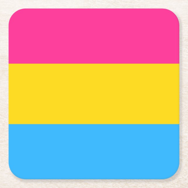 Pansexual Pride Flag LGBTQ Square Paper Coaster (Front)