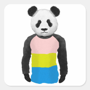 Pansexual pride flag Panda Bear Square Sticker