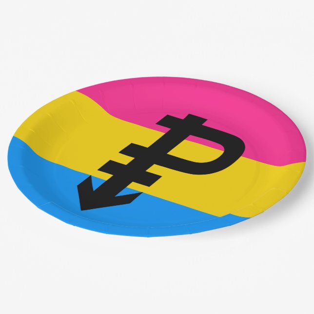 Pansexual Pride Flag Paper Plate (Angled)