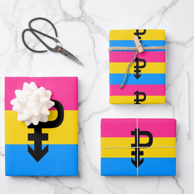 Pansexual Pride Flag Wrapping Paper Sheet (Front)