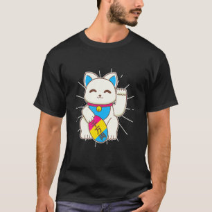 Pansexual Pride Lucky Cat LGBTQ+ Pan Flag T-Shirt