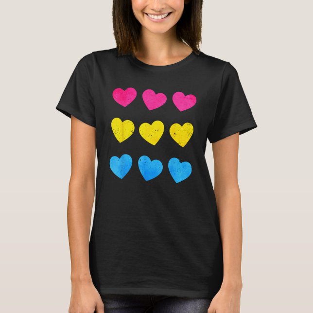 Pansexual Pride Pan Flag Hearts Subtle LGBTQ T-Shirt (Front)