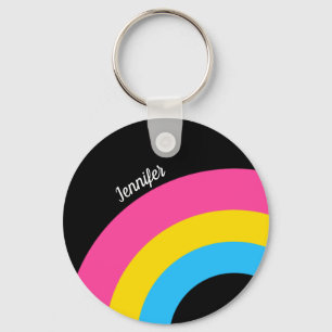 Pansexual Pride Rainbow Flag Monogram Key Ring