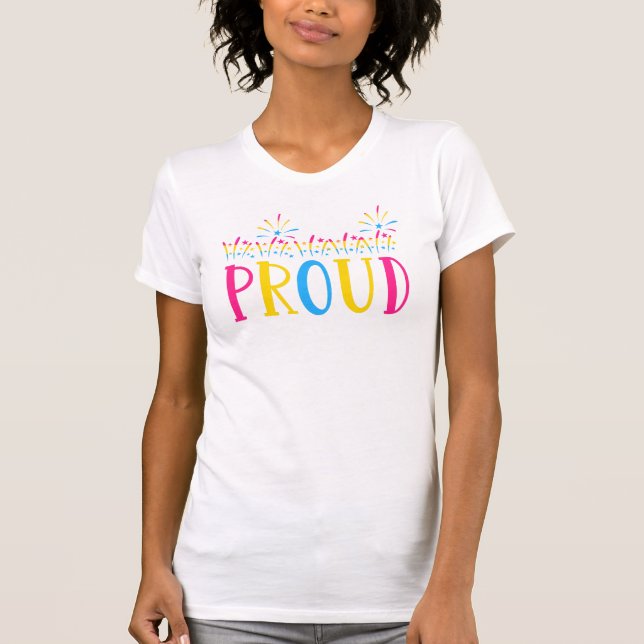 Pansexual PROUD Fireworks LGBTQ T-Shirt (Front)