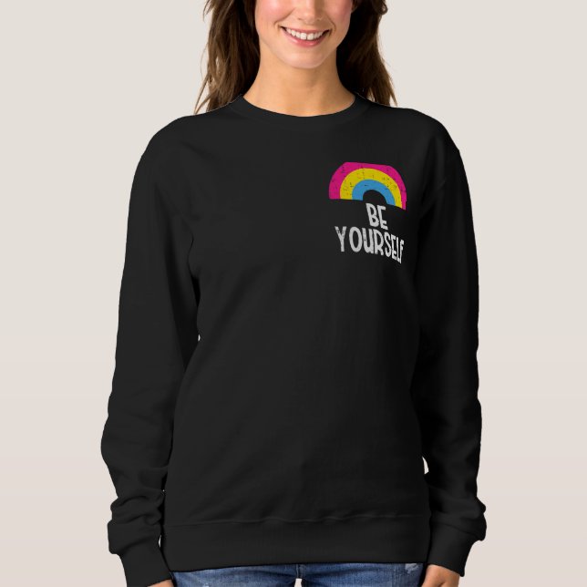 Pansexual Rainbow Be Yourself Pocket Pan Pride Fla Sweatshirt (Front)