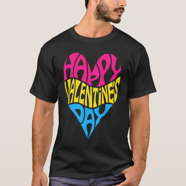 Pansexual Valentine's Day Pan LGBTQ LGBT Love and  T-Shirt (Front)