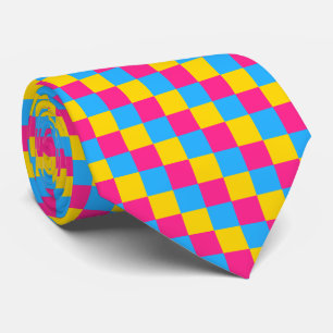 Pansexuality colors checkered pattern tie