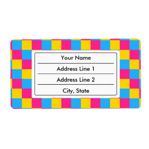 Pansexuality colours chequered pattern label