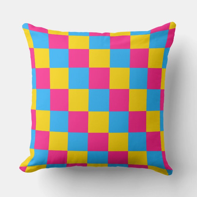 Pansexuality colours chequered pattern throw pillo cushion (Front)