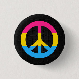 Pansexuality flag peace sign button