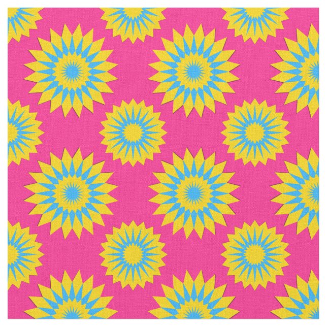 Pansexuality pride colours /pink flower pattern fabric (Close Up)