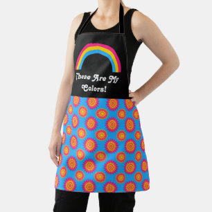 Pansexuality pride flag and rainbow with text /blu apron