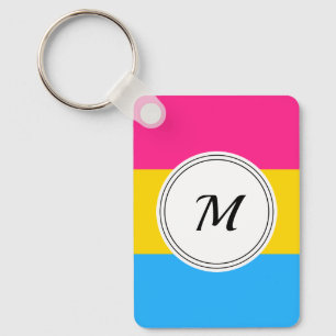 Pansexuality pride flag with a custom initial key ring