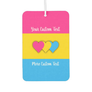 Pansexuality pride flag with text car air freshener