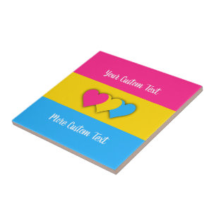 Pansexuality pride flag with text ceramic tile