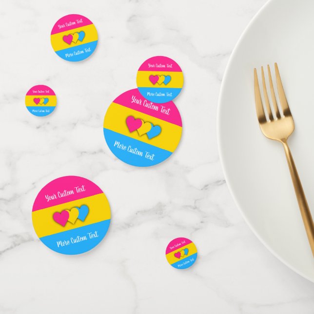 Pansexuality pride flag with text confetti (Group)