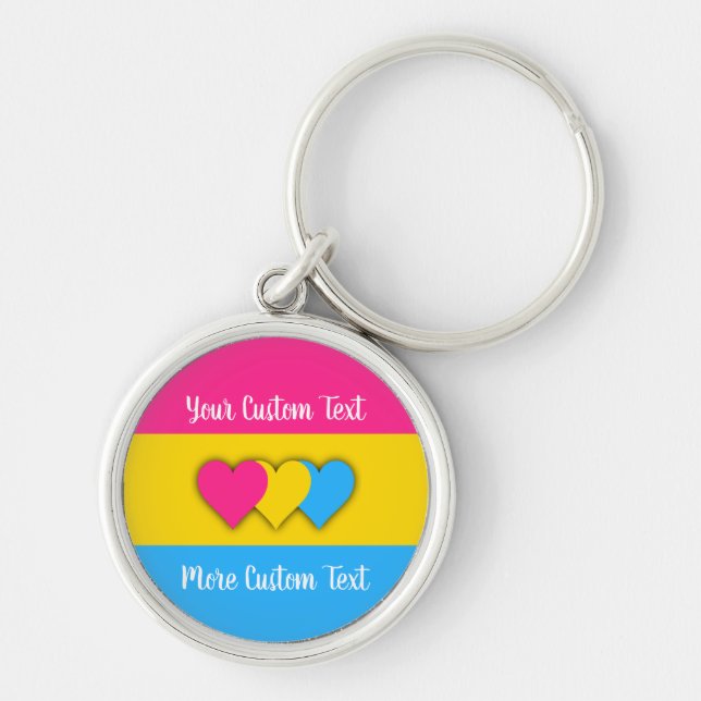 Pansexuality pride flag with text keychain (Front)