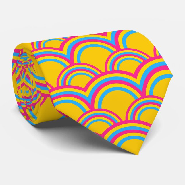 Pansexuality pride flag / yellow rainbow pattern tie (Rolled)