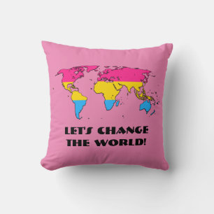 Pansexuality  Pride Map of The World Throw Pillow