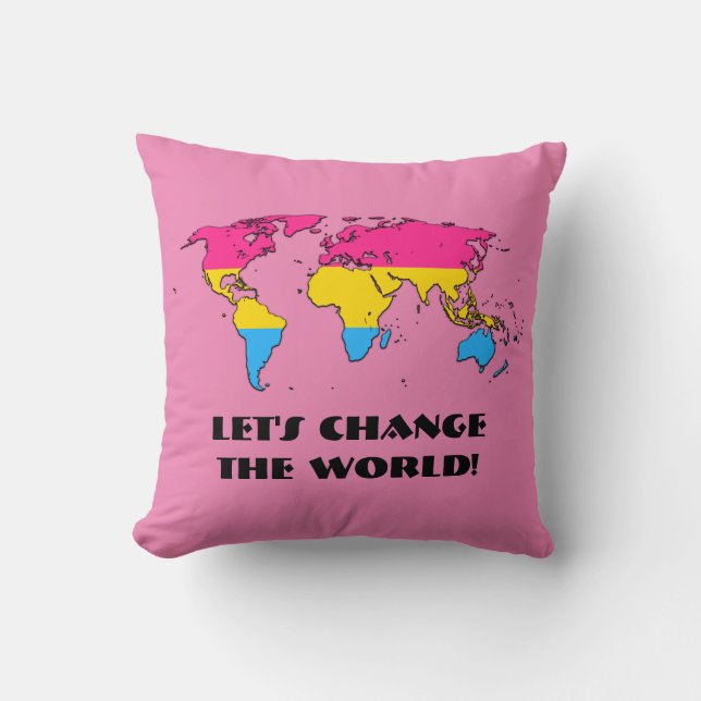 Pansexuality  Pride Map of The World Throw Pillow (Front)